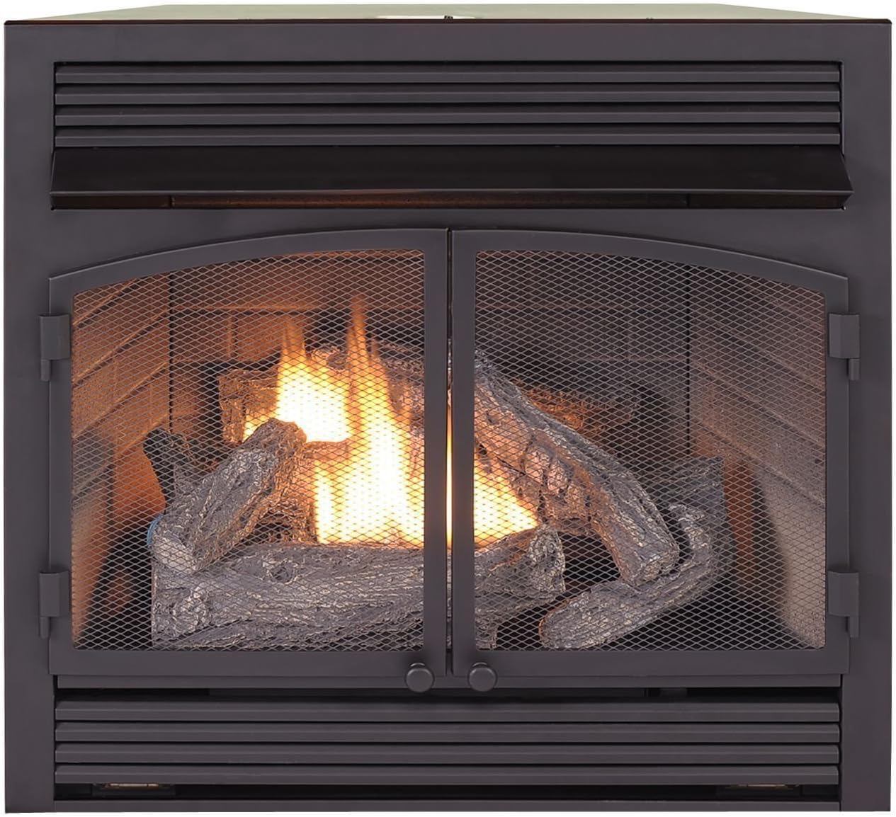 Duluth Forge Dual Fuel Ventless Gas Fireplace Insert, Remote Control, 6 Fire Logs, Use with Natural Gas or Liquid Propane, 32000 BTU, Heats up to 1500 Sq. Ft., Black