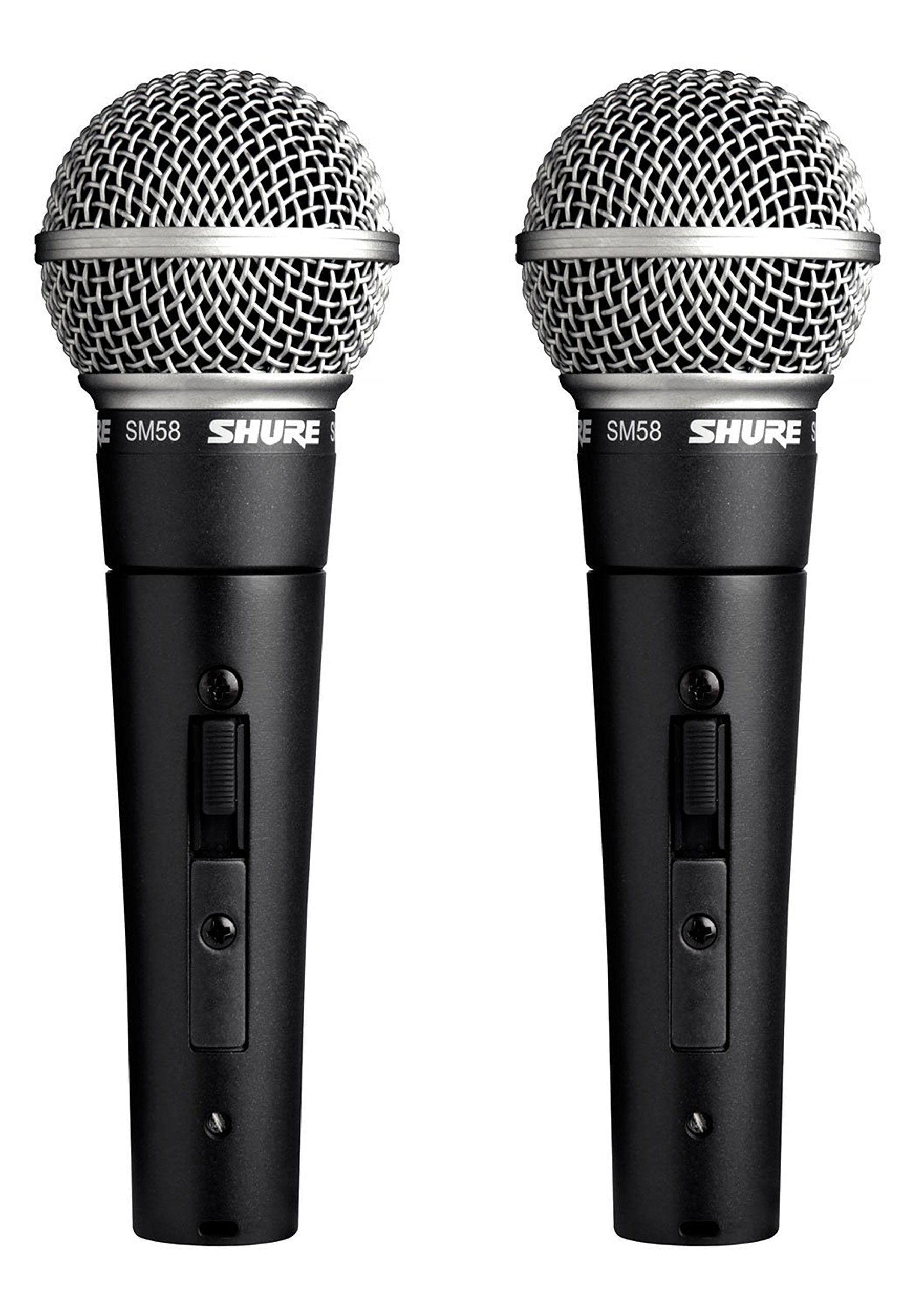 Shure Microfone Vocal Profissional SM58S com Chave Liga/Desliga (Pacote com 2)