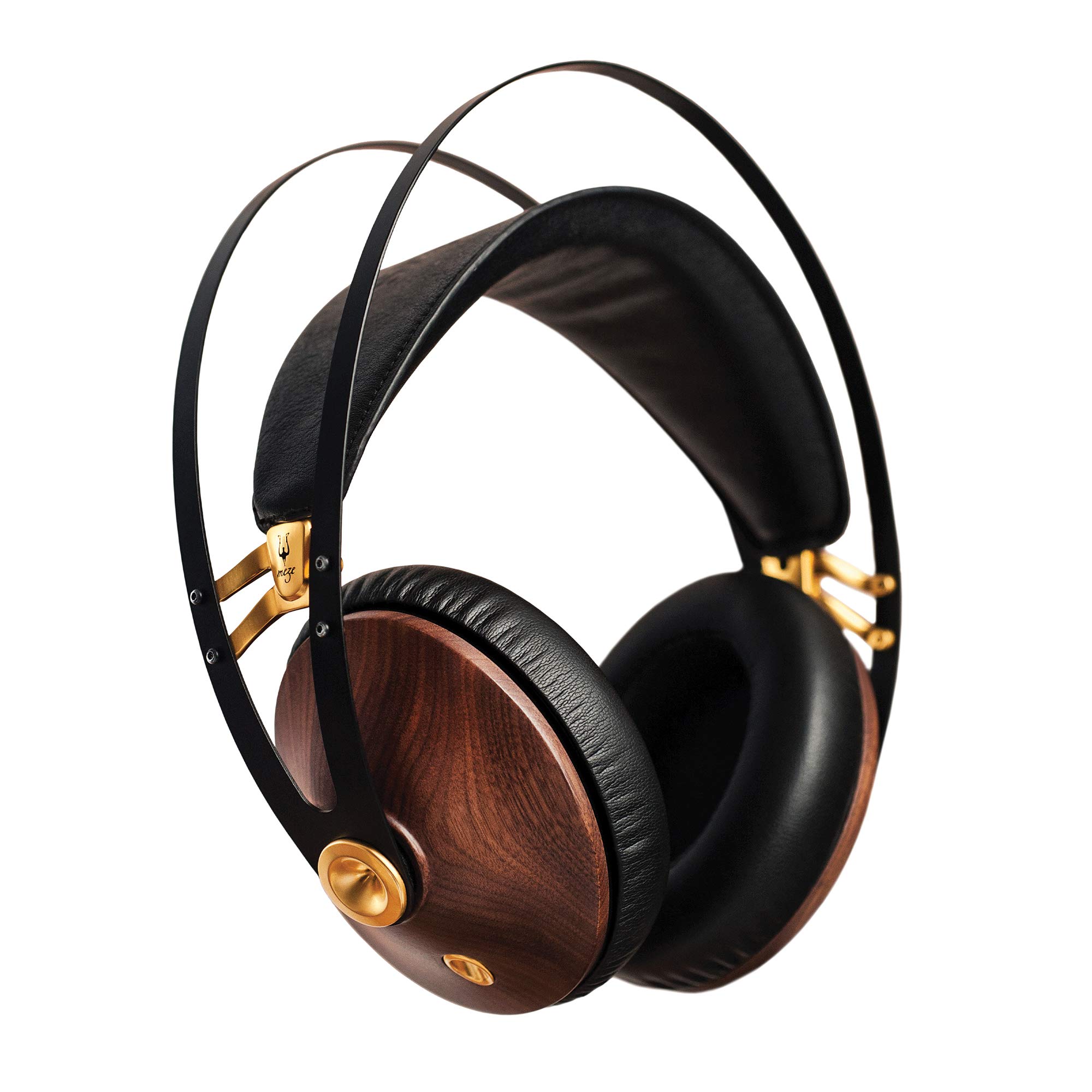 Meze Headphones Meze 99 Clássicos Noz Dourado | Fones de ouvido com fio com microfone e faixa de cabeça auto-ajustável | Fone de ouvido clássico fechado de madeira para audiófilos