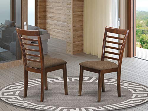 East West Furniture Conjunto de cadeiras de jantar MLC-MAH-C Milan - Assento de tecido de linho e estrutura de madeira maciça de mogno Cadeira de jantar de cozinha