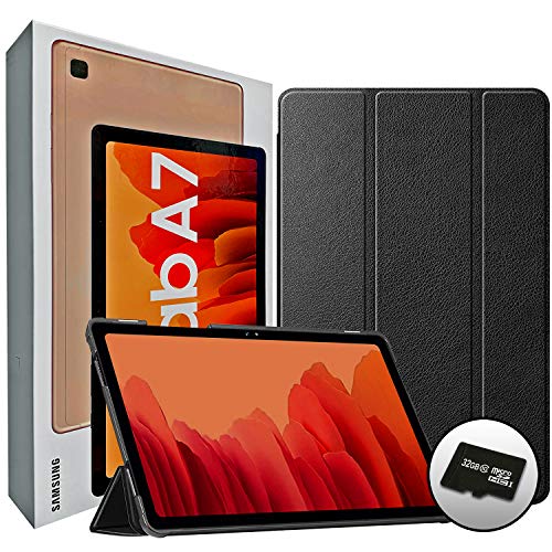  Samsung 2020Galaxy Tab A7 10.4? Pacote de tablet internacional com tela sensível ao toque Android 10 com tela sensível ao toque de 32 GB - capa rígida fina com três dobras e cartão micro SD de 32...