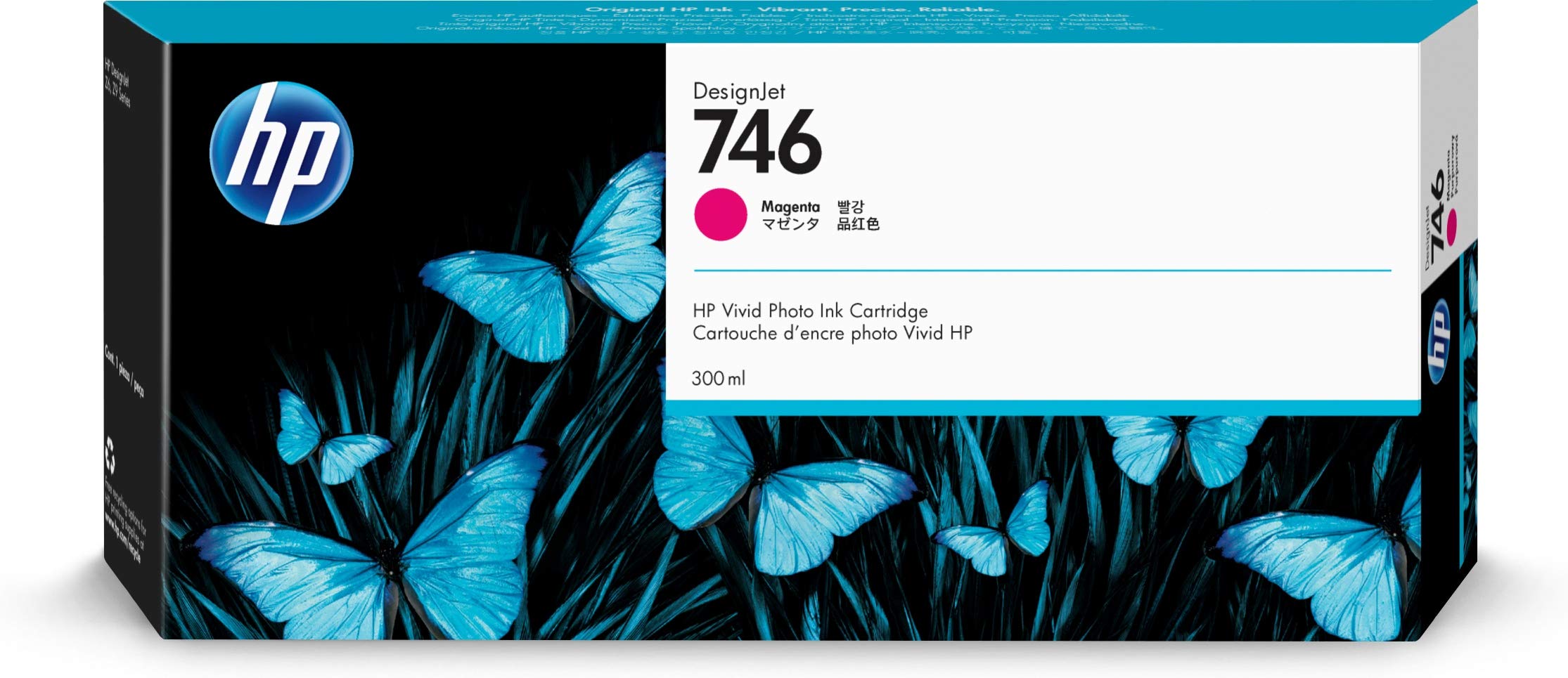 HP Cartucho de tinta original 746 magenta de 300 ml (P2V78A) para impressoras de grande formato DesignJet Z6 e Z9+