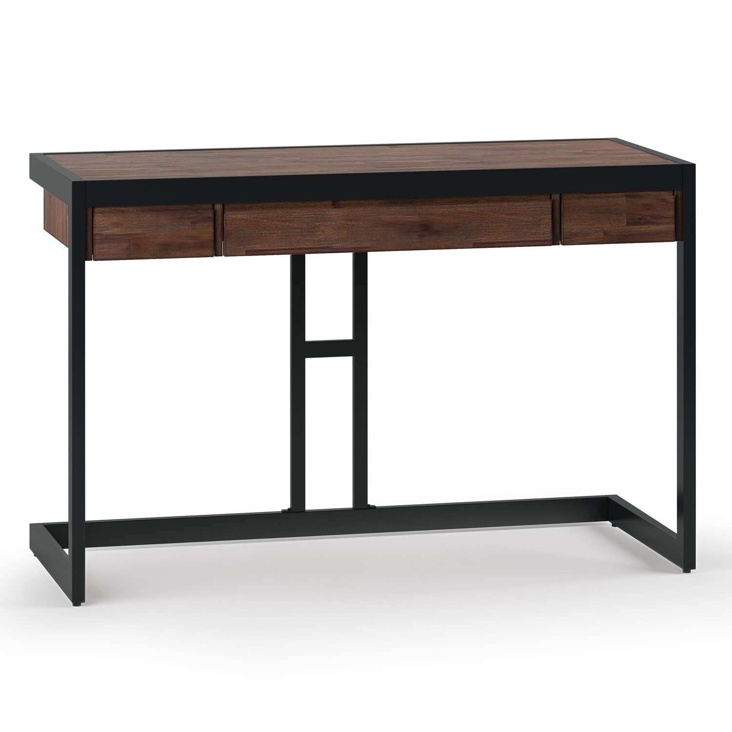 SIMPLIHOME Erina madeira maciça e metal industrial moderna mesa de escritório em casa de 60 polegadas de largura