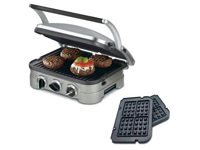 Cuisinart Grelhador 5 em 1 Griddler Panini Maker Bundle com waffle anexo (GR-4N) - Inclui grelha e placas de waffle