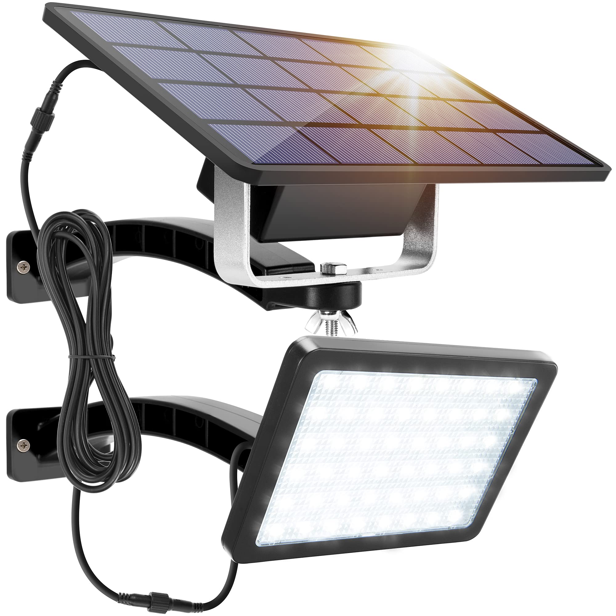  JACKYLED 48 LED Luzes de parede solar Luzes de varanda solar ao ar livre com capacidade de bateria de 5500mAh Tempo de trabalho extra longo Luzes de segurança solar para porta da frente Pátio Pátio...