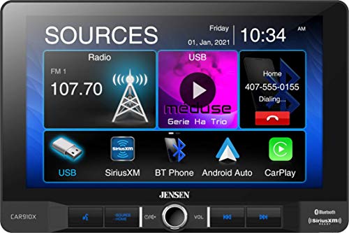 JENSEN CAR910X Receptor Multimídia Mechless de 9 polegadas com Apple CarPlay l Android Auto l SiriusXM-Ready l Bluetooth integrado l Potência MOSFET de 240 Watts (60 W x 4)