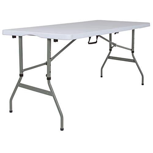 Flash Furniture Mesa dobrável com tampo de granito em branco e cinza B