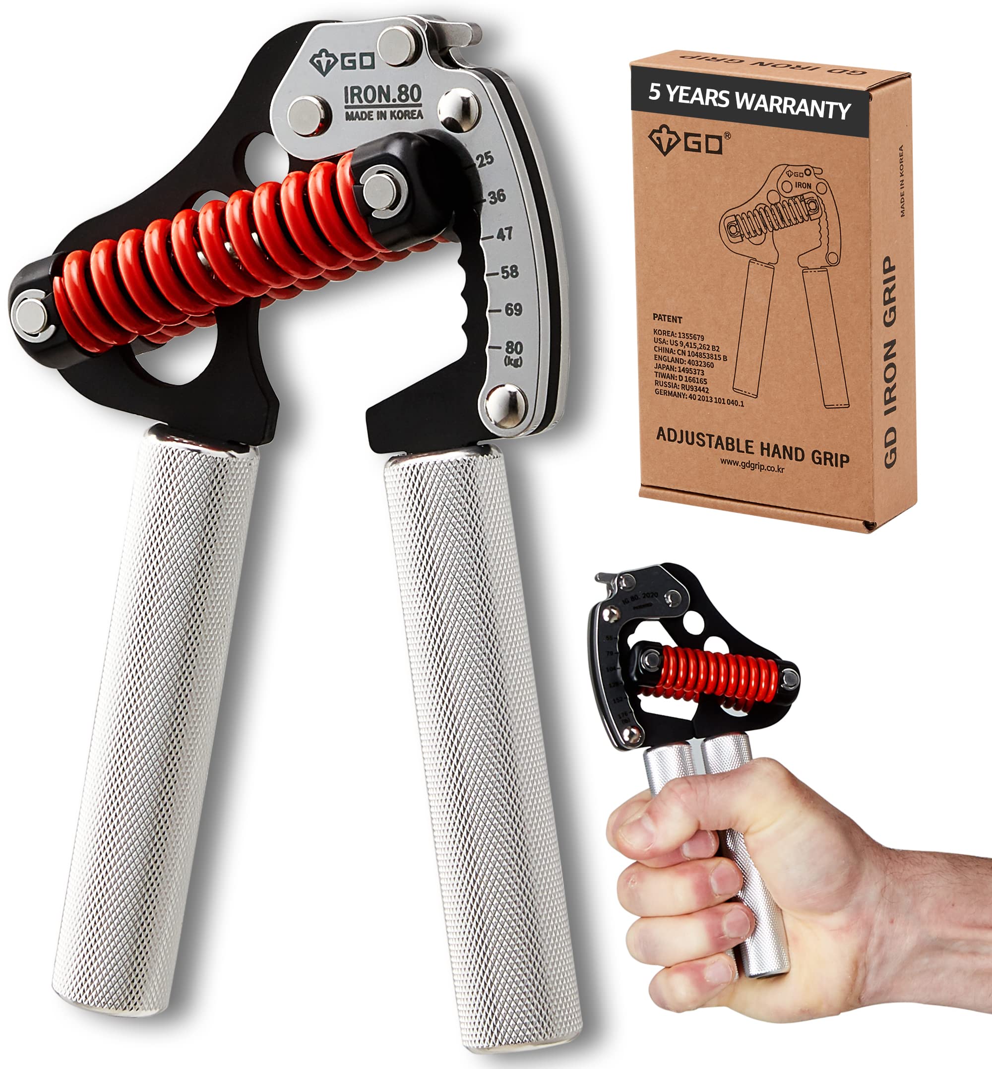 GD Fortalecedor de aperto de mão Iron Grip (apertos de mão ajustáveis para treinamento de força) Treinador de força de pulso e antebraço