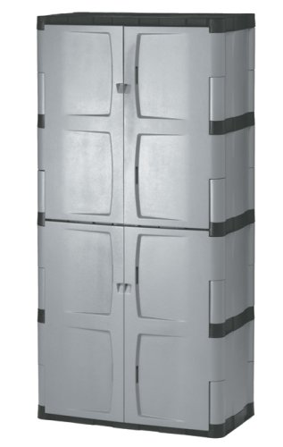 Rubbermaid Armário de armazenamento de resina de duas portas e quatro prateleiras de 72 polegadas (FG708300MICHR)