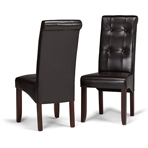 SIMPLIHOME Cadeira Parson luxuosa contemporânea Cosmopolitan (conjunto de 2) em couro sintético marrom Tanners