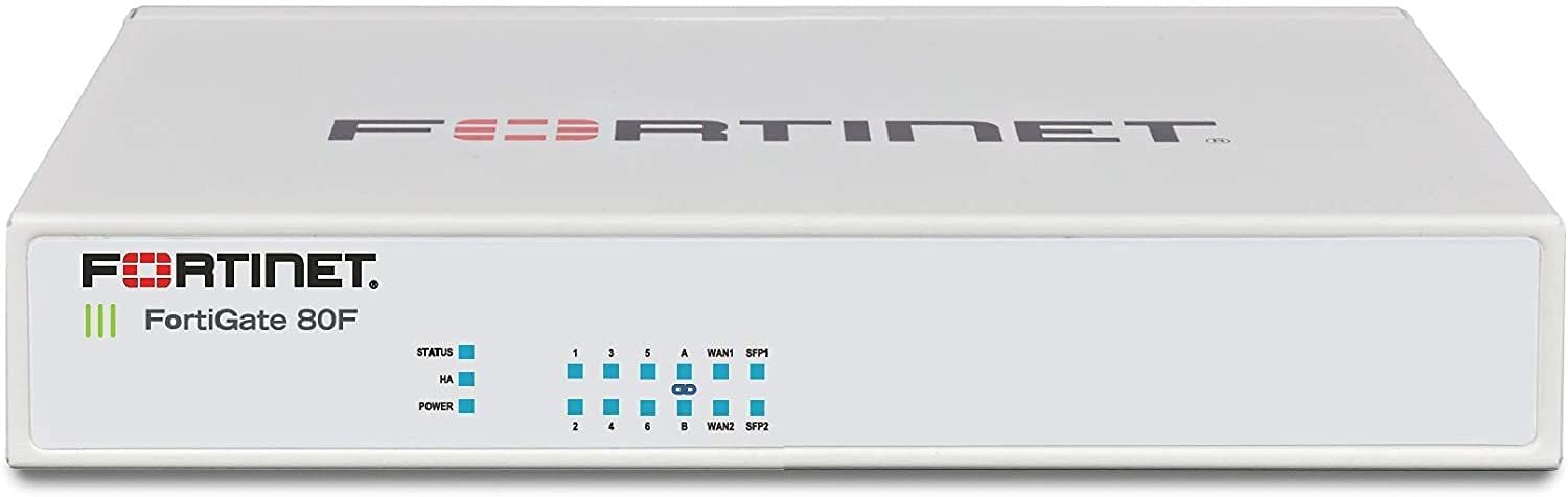 Fortinet, Inc Fortinet FortiGate 80F | Taxa de transferência de firewall de 10 Gbps | Proteção contra ameaças de 900 Mbps