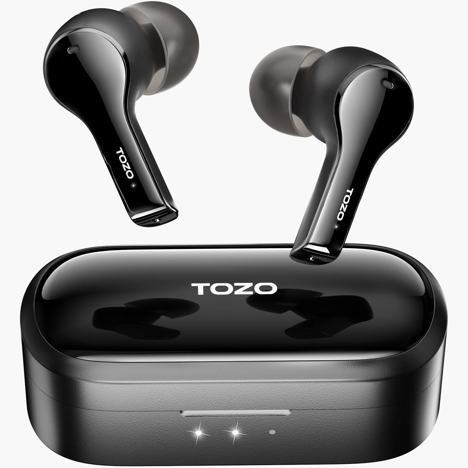  TOZO Fones de ouvido sem fio T9 True com cancelamento de ruído ambiental Fones de ouvido com cancelamento de ruído de 4 microfones Graves profundos Bluetooth 5.3 Leve Estojo de carregamento sem fio...