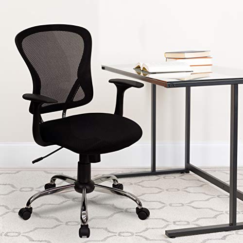 Flash Furniture Cadeira de escritório giratória de malha vinho com parte central das costas com base e braços cromados