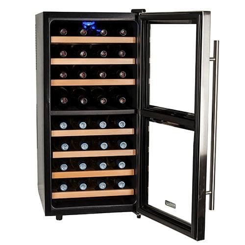 Koldfront Refrigerador de vinho de zona dupla independente 32 TWR327ESS - preto e aço inoxidável