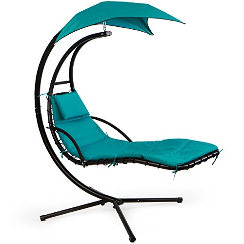 Barton Espreguiçadeira suspensa Cadeira em arco com suporte para varanda e cadeira de balanço com guarda-chuva
