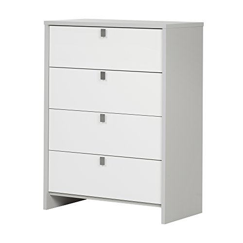 South Shore Cookie 4-Drawer Chest, Soft Gray & Pure Whi...