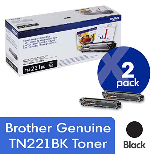 Brother Cartucho de toner preto de rendimento padrão TN221BK original com aproximadamente 2.500 páginas/cartucho
