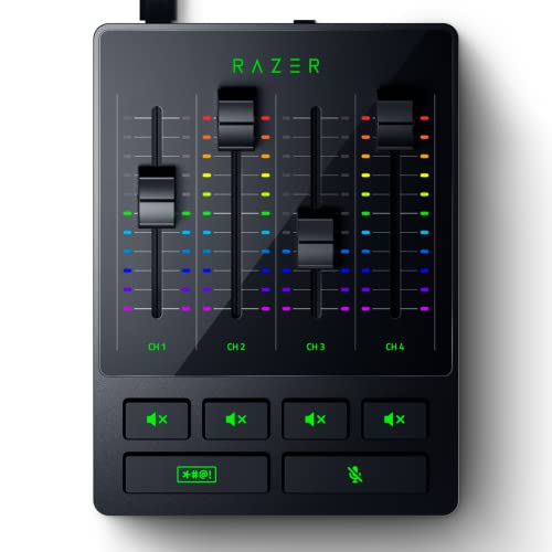  Razer Mixer de áudio: Mixer de streaming/transmissão tudo-em-um - Design de 4 canais - Pré-amplificador XLR - Configurações de voz e processamento de áudio integrados - Conectividade USB - Plug...