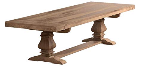 Coaster Home Furnishings Florence Farmhouse Rectuangular 126-inch Double Pedestal Wood Plank Top Extension Leaf Dining Table Rustic Smoke 180201