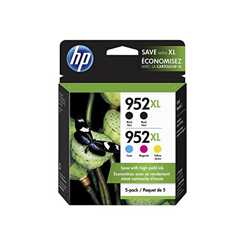 HP Cartuchos de tinta 952Xl / 952Xl (6Za00an) (Cyan Magenta Yellow Black) Pacote com 5 unidades em embalagem de varejo