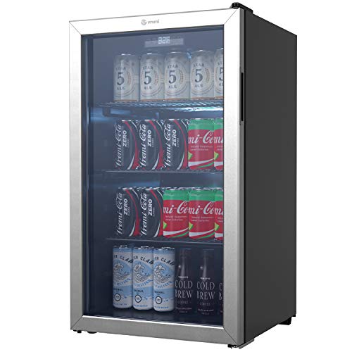  Vremi Geladeira e Refrigerador de Bebidas - Mini Geladeira de 110 a 130 Latas com Porta de Vidro para Refrigerante Cerveja ou Vinho - Máquina Distribuidora de Bebidas Pequena para Escritório ou Bar...