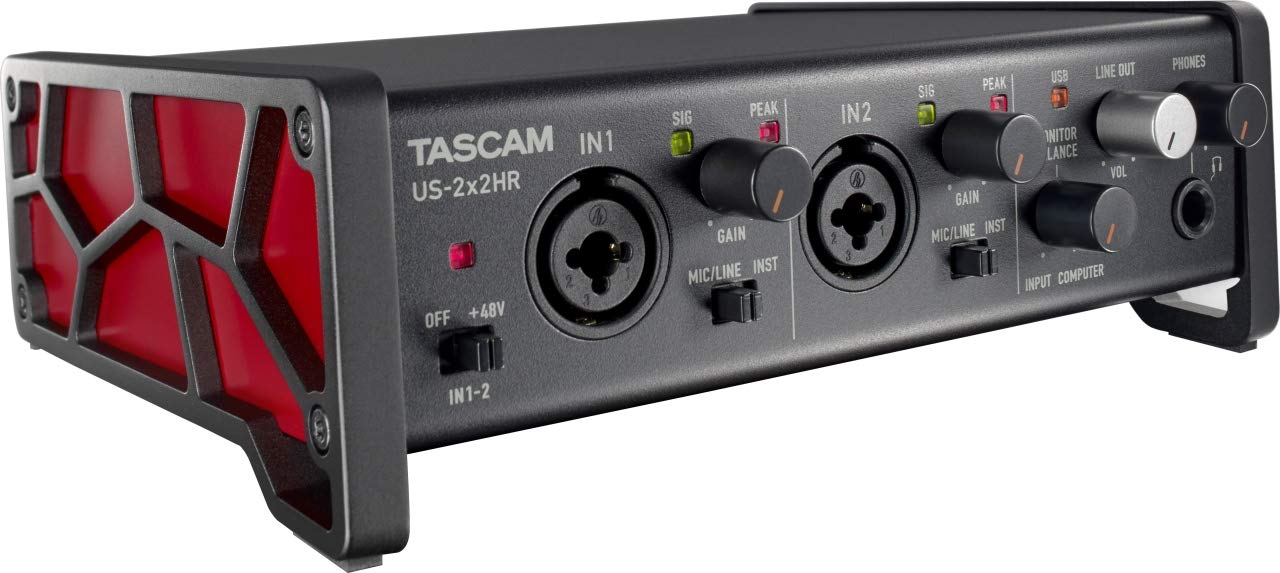Tascam US-2x2HR 2 Mic 2IN/2OUT Interface de áudio USB versátil de alta resolução