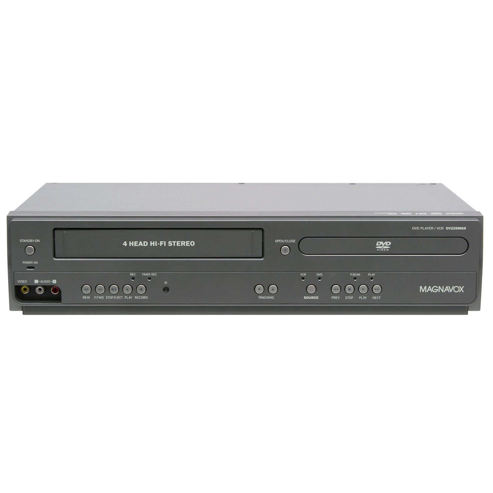 Magnavox DV225MG9 Leitor de DVD e VCR Estéreo Hi-Fi de 4 Cabeças com Gravação Line-in