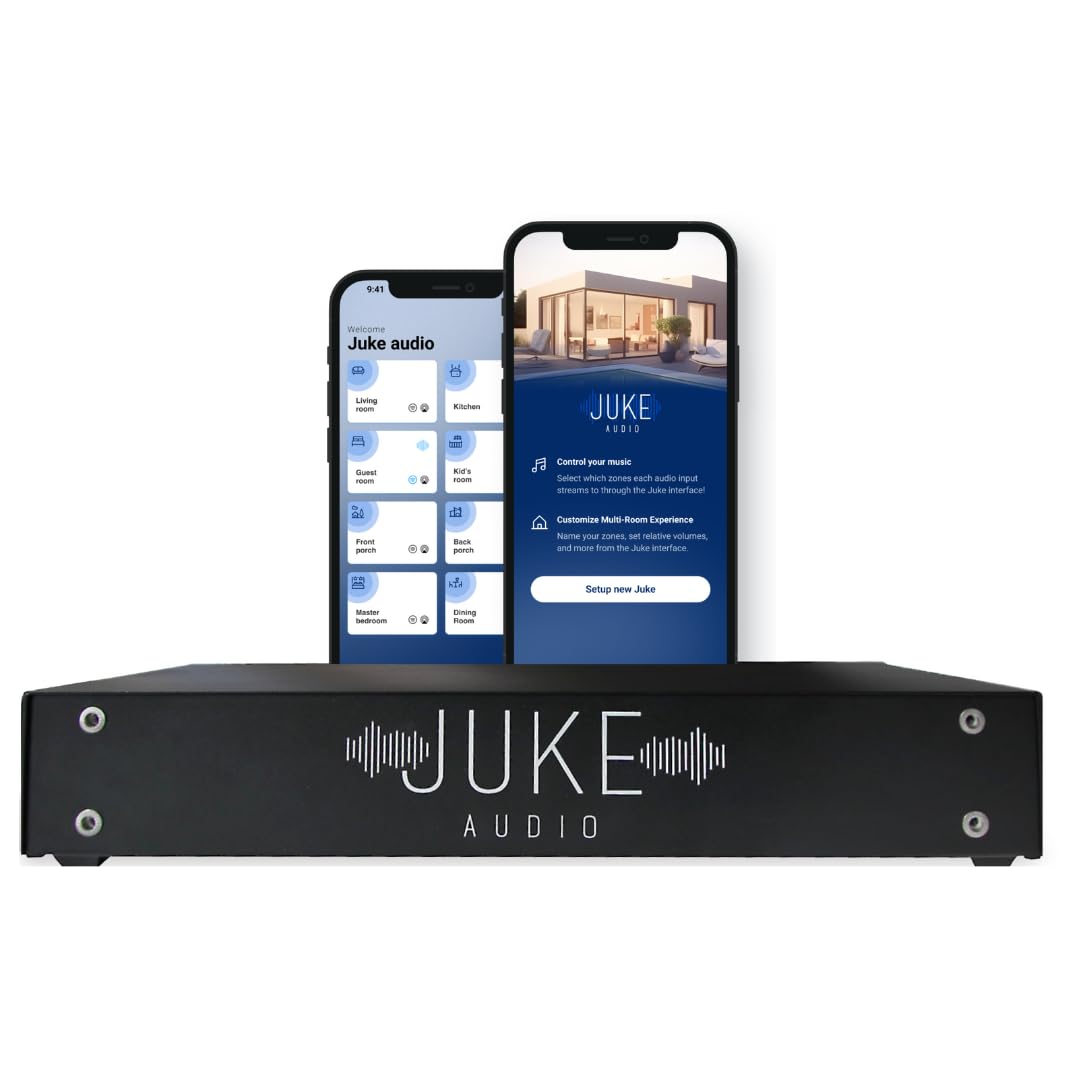 JUKE AUDIO Juke-8: 8 Zone Multi-Room Amplifier | Stream Wirelessly via Airplay 2, Spotify Connect, Bluetooth, DLNA | App Controlled Audio System