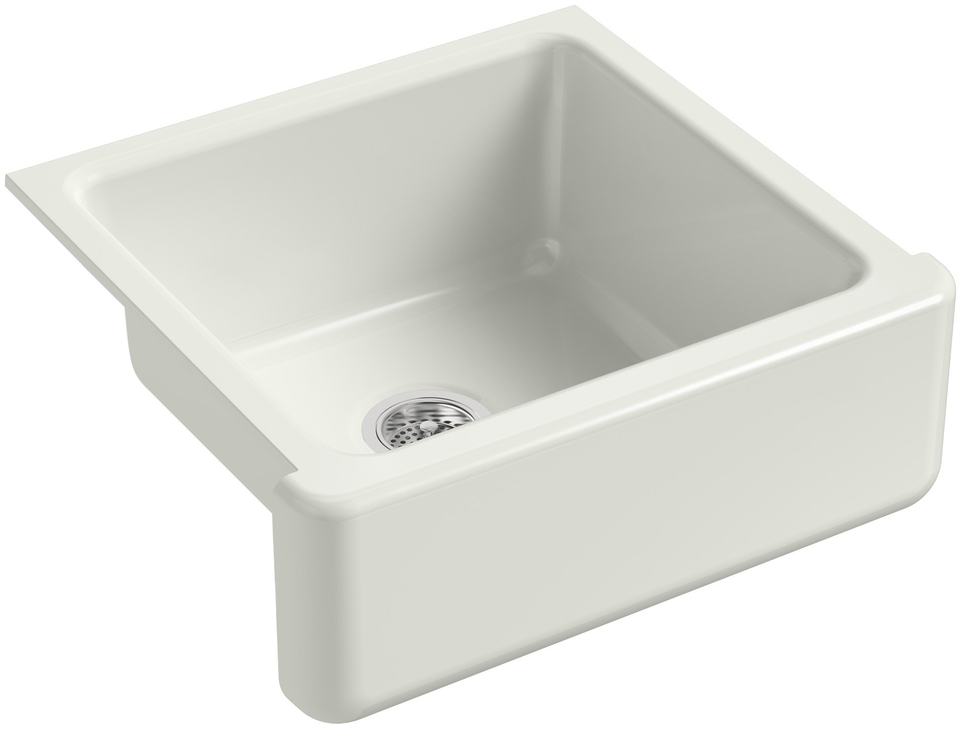 KOHLER K-5665-NY Whitehaven Farmhouse Self-Trimming 23-11/16-Inch x 21-9/16-Inch x 9-5/8-Inch Undermount Single-Bowl Kitchen Sink with Tall Apron, Dune