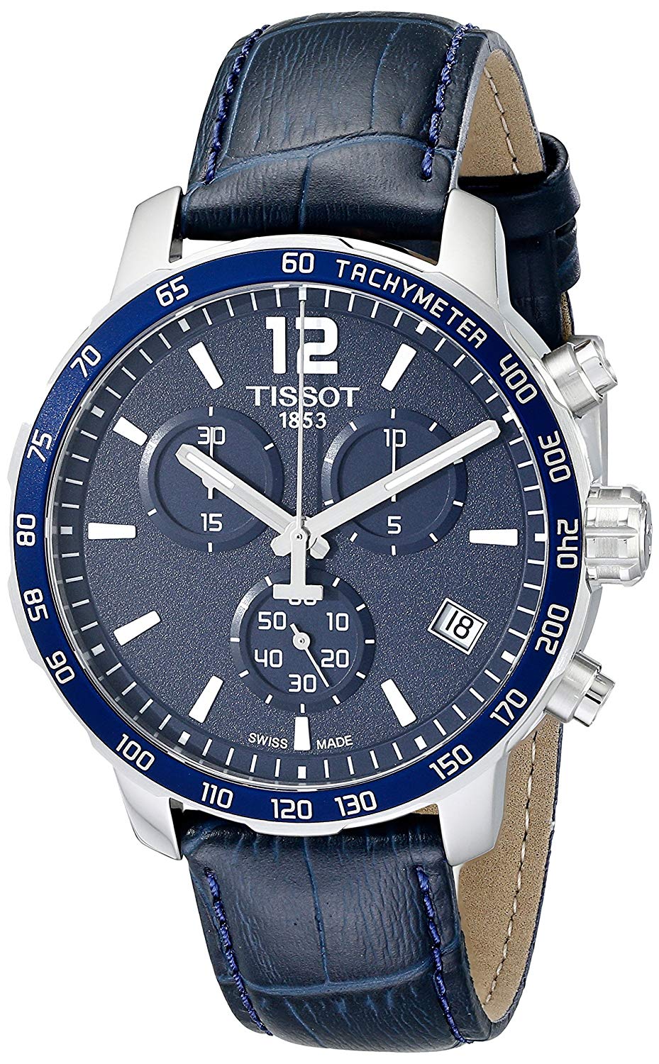 Tissot Relógio masculino de aço inoxidável Quickster T0954171604700 com pulseira sintética azul