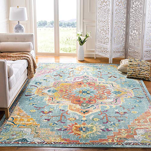 Safavieh Tapete Crystal Collection CRS501J Teal and Orange Area (5 'x 8')