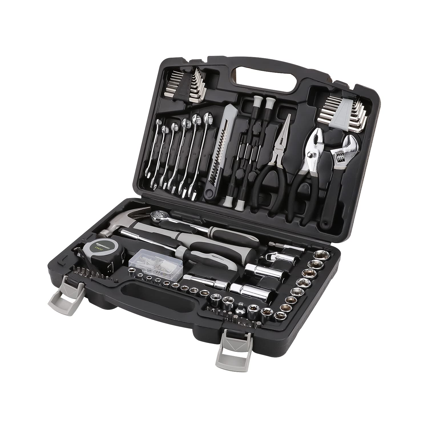 Amazon Basics Conjunto de kit de ferramentas manuais para reparos domésticos e mecânicos em geral