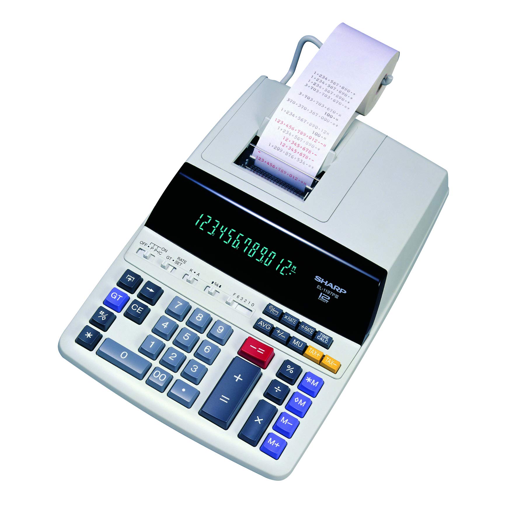 Sharp EL-1197PIII Calculadora de impressão colorida resistente com relógio e calendário