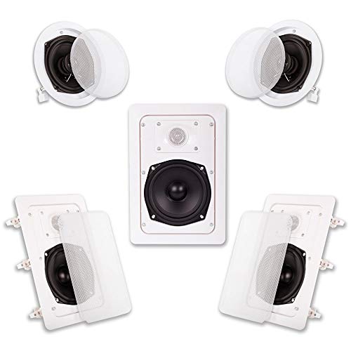 Acoustic Audio by Goldwood Áudio acústico HT-55 na parede no teto 1.000 watts sistema de home theater com 5 alto-falantes