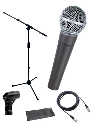 Shure Conjunto de microfone vocal dinâmico cardióide SM58-LC com adaptador de suporte e bolsa com zíper