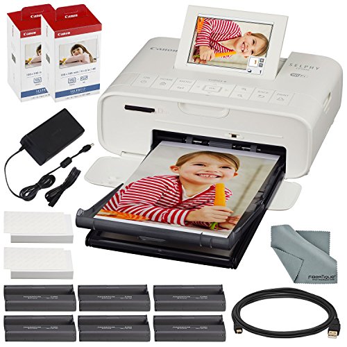 Canon Impressora fotográfica compacta SELPHY CP1300 (branca) com WiFi e pacote de acessórios com conjunto de papel e tinta colorida 2X