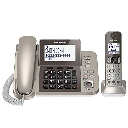 Panasonic Telefone com fio/sem fio com Link2Cell Bluetooth e secretária eletrônica