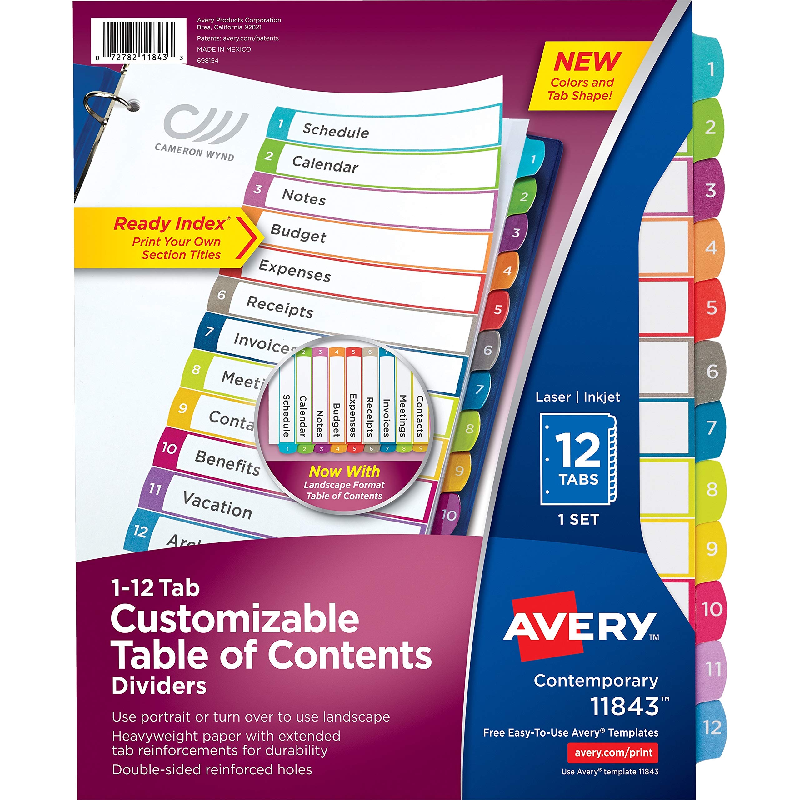 Avery 12 Divisores de abas para um sumário personalizável Multicolor 14