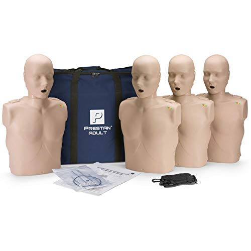 Prestan Products Pacote com 4 manequins de treinamento para CPR-DEA de pele média adulto profissional (com monitor de RCP) por produtos