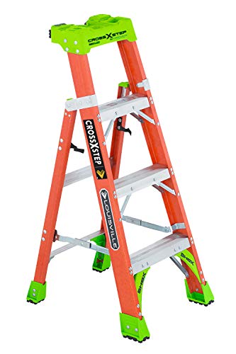 Louisville Ladder Escada de degrau/prateleira de fibra de vidro transversal de 300 lb tipo IA