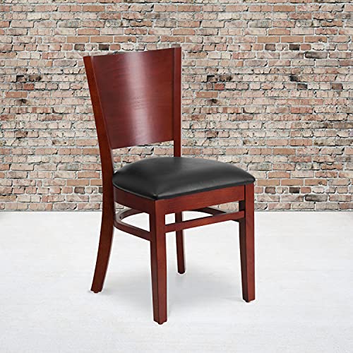 Flash Furniture Cadeira de restaurante em madeira de mogno com encosto sólido Lacey Series - Assento de vinil