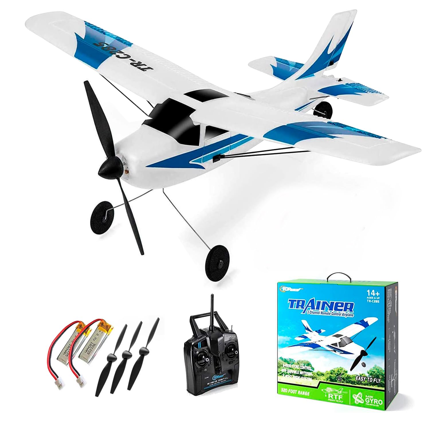  Top Race Avião de controle remoto - Avião RC de 3 canais alimentado por bateria - Aviões de controle de rádio para adultos e crianças de 8 a 12 anos - Brinquedo para presente de Páscoa - Aviões...