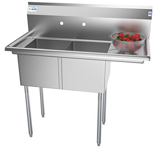 KoolMore 2 compartimentos de cozinha comercial NSF de aço inoxidável e pia de utilidade com escorredor