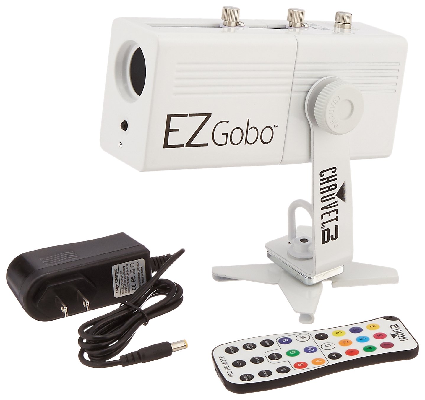 CHAUVET DJ Projetor Gobo LED alimentado por bateria EZGOBO com luz de efeito de DJ com zoom manual