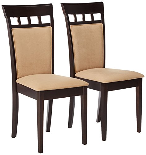 Coaster Home Furnishings Cadeiras laterais estofadas Gabriel com painel traseiro cappuccino e bege (conjunto de 2)