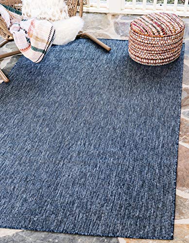 Unique Loom Outdoor Solid Collection Casual Transitional Indoor e Outdoor Flatweave Blue Area Tapete (8 '0 x 11' 4)
