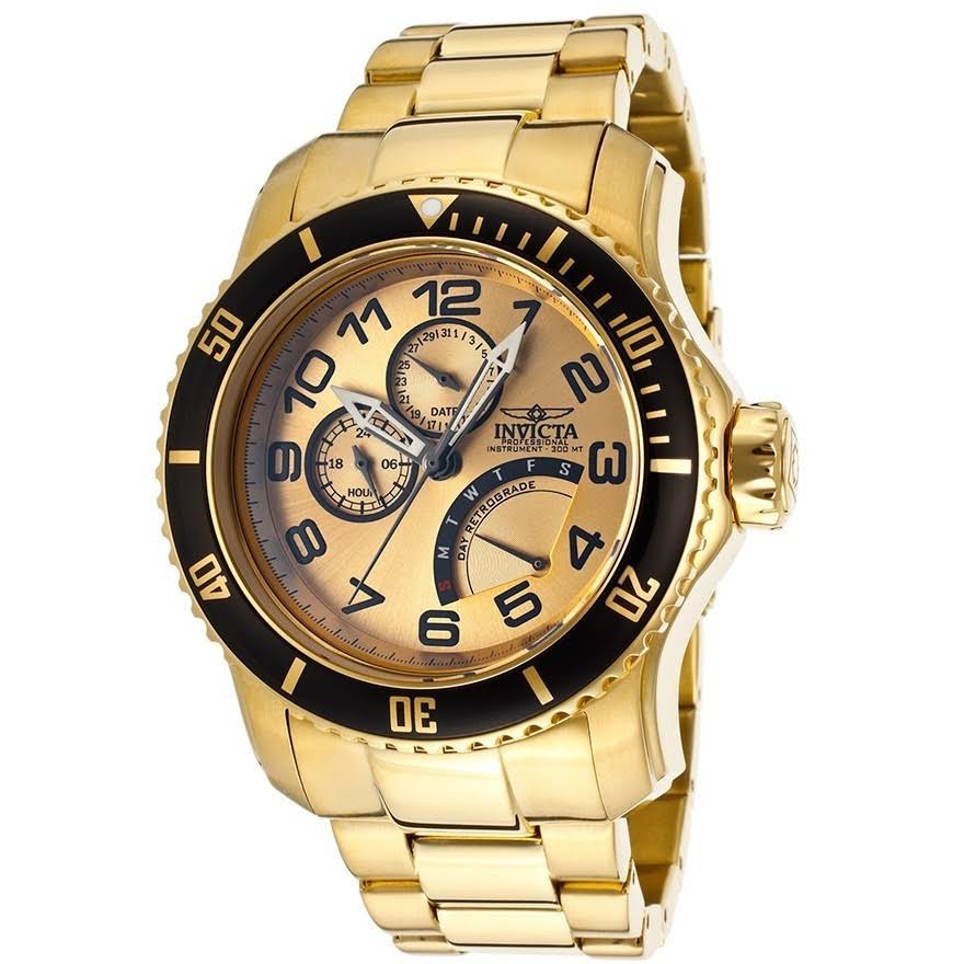 Invicta Relógio masculino de aço inoxidável banhado a ouro 18k Pro Diver 15343 Pro Diver 18k