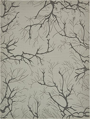 Unique Loom Coleção botânica ao ar livre Abstract Pictorial Transicional interno e externo Flatweave tapete cinza claro (9 '0 x 12' 0)