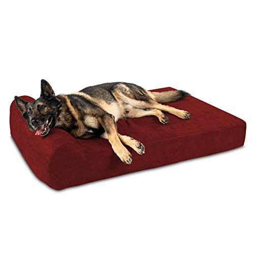 Big Barker Cama ortopédica para cães com 7' Pillow Top - Tamanho XL - 52 X 36 X 7 - Borgonha - Para cães de raças grandes e extragrandes (edição para encosto de cabeça)