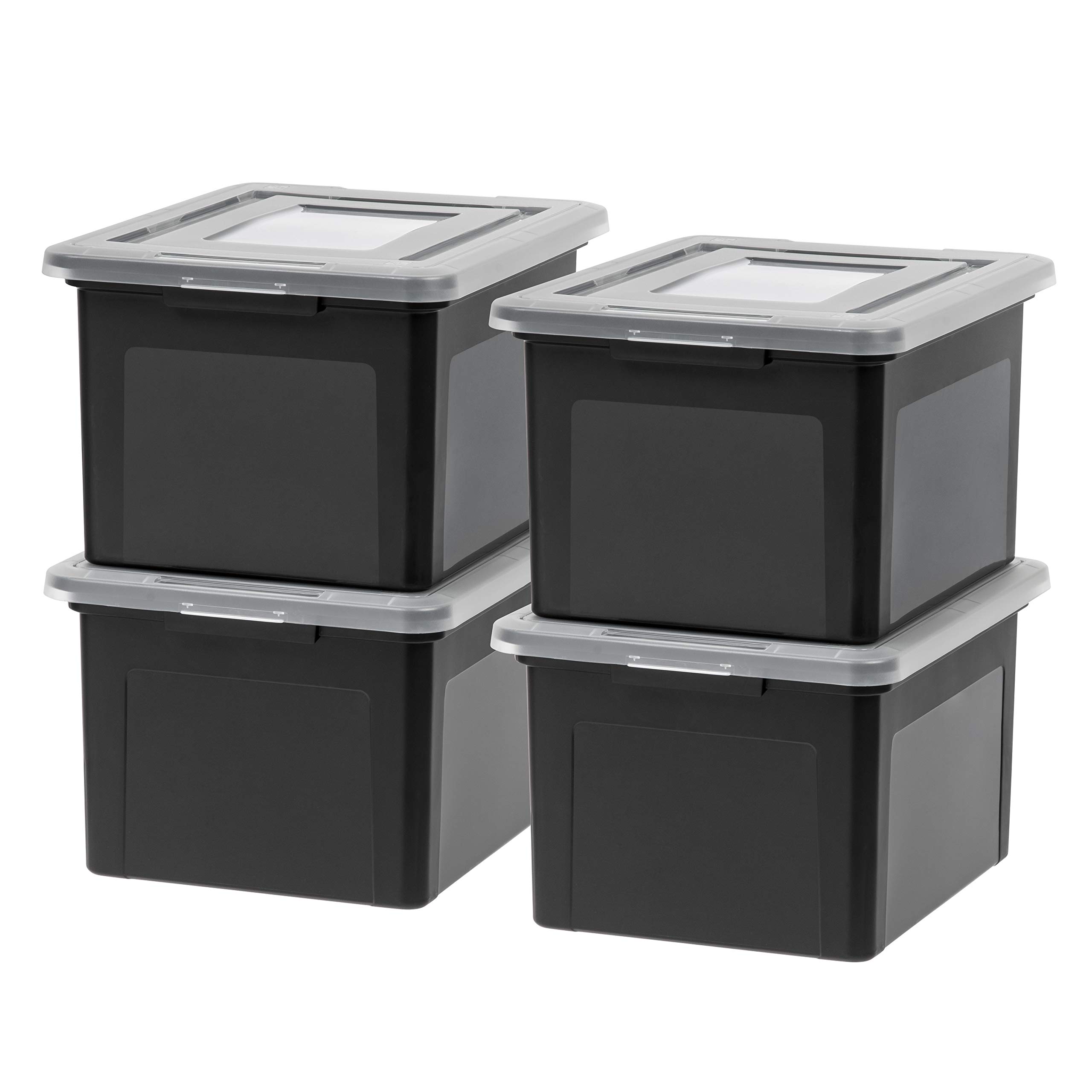 IRIS USA, Inc. IRIS USA Letter & Legal Size Plastic Storage Bin Tote Organizando caixa de arquivo com tampa de fivela de travamento seguro
